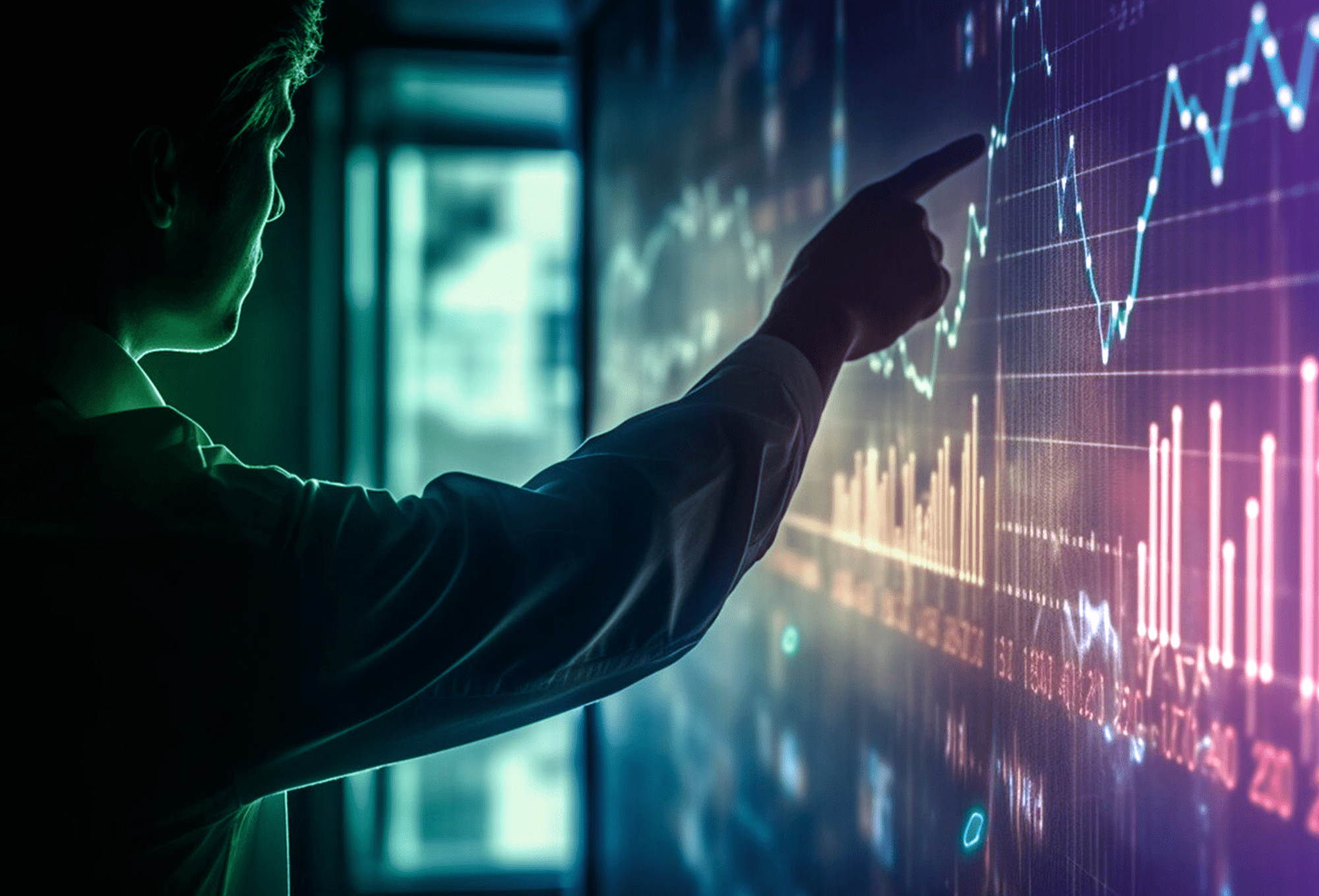 Individual analyzing financial graphs, bridging the gap between data governance and agile decision-making