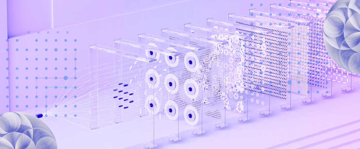 Connected transparent blocks representing real-time analytics for supply chain management in optimizing inventory and store monitoring.